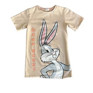 H&M bugs bunny beige T-shirt dress size 7
